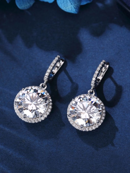 White [e 0325] 925 Sterling Silver High Carbon Diamond Geometric Dainty Drop Earring